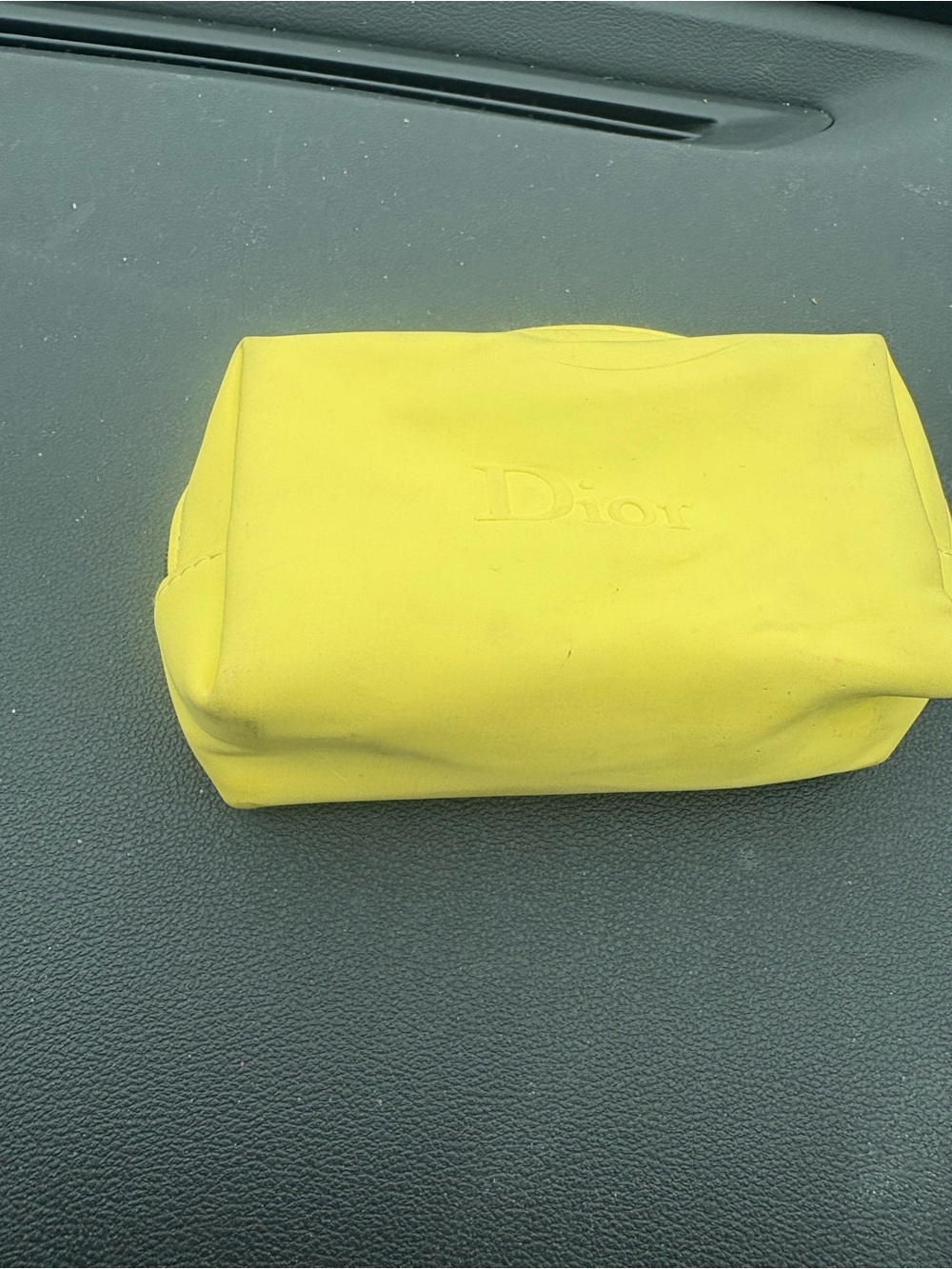 Dior Yellow Embossed Logo Cosmetic Pouch - Picture 3 of 8